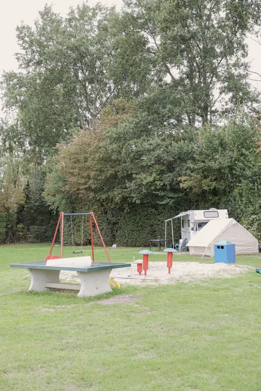 Kampeerplaats met speelveld op Veluwe Strandbad