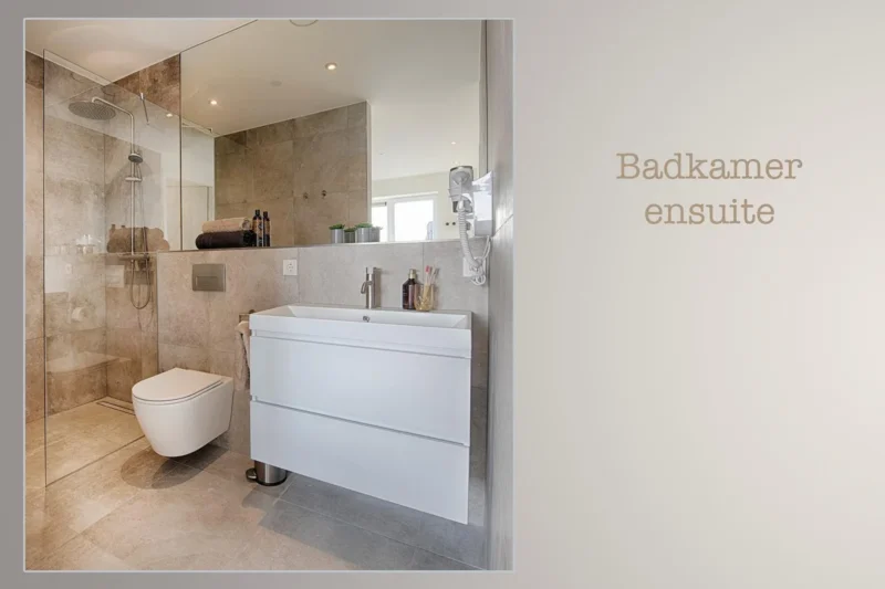 Badkamer bij een slaapkamer op Boschmolenplas