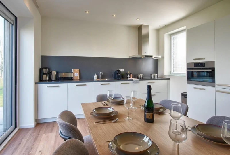 Keuken in een vakantiewoning op Resort Boschmolenplas