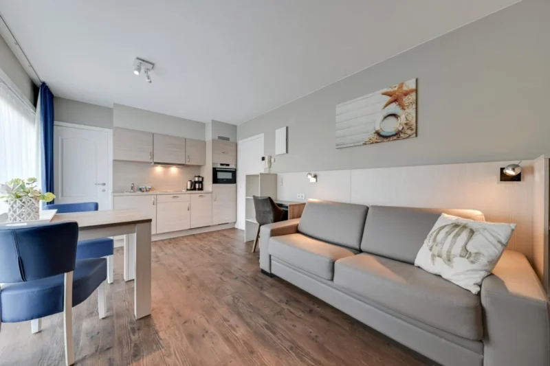 Woonruimte van een appartement bij Holiday Suites De Haan