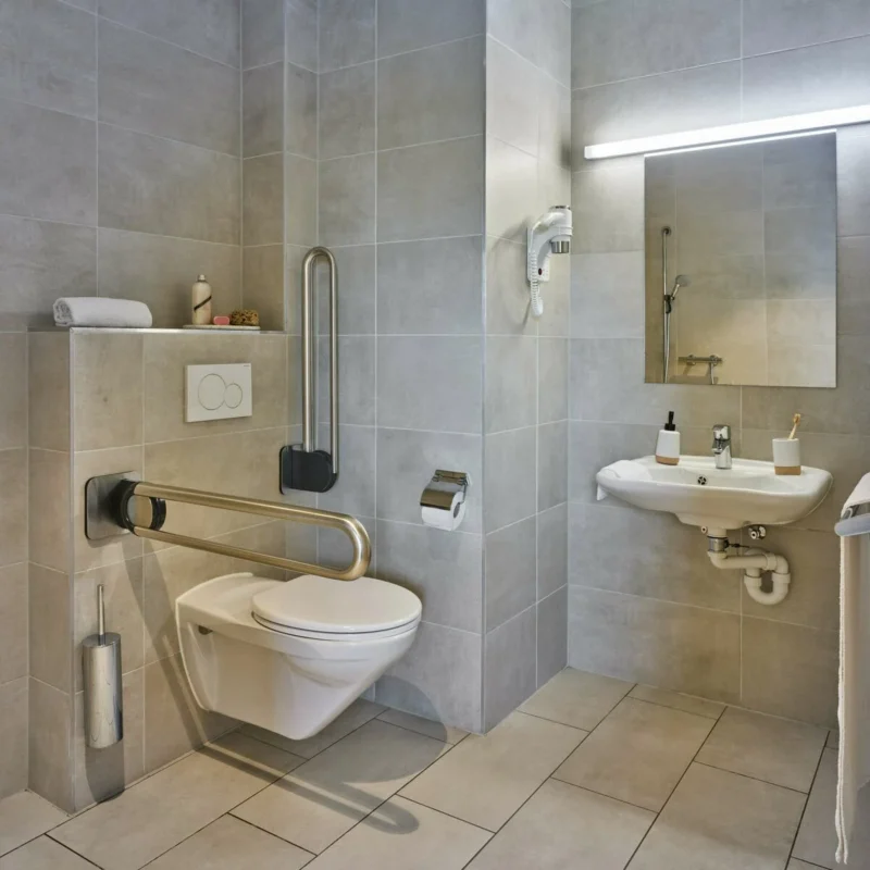 Aangepaste badkamer bij Holiday Suites Zeebrugge