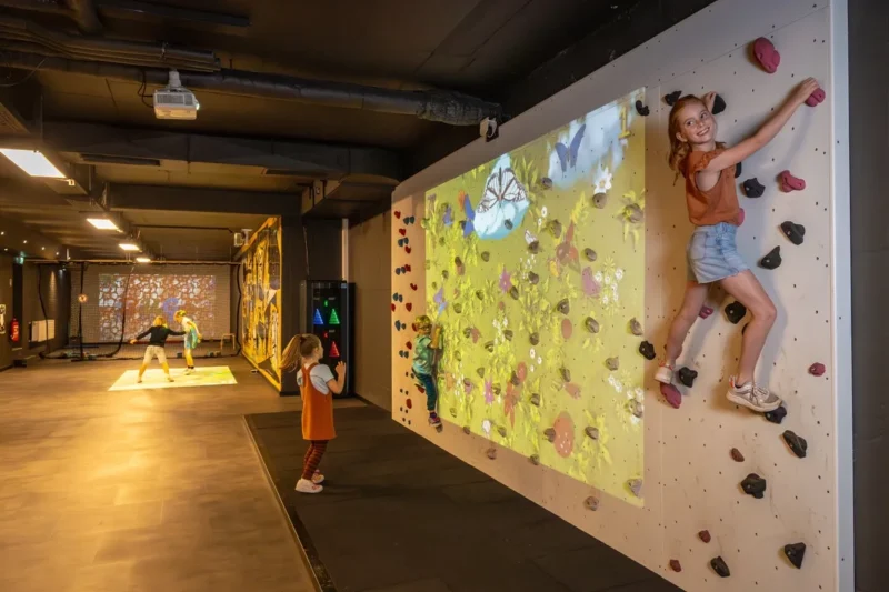Klimwand in de activiteitenhal bij Landal Wirfttal