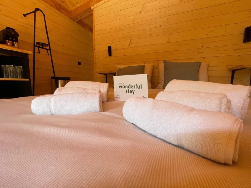 Bed in een lodge bij Le Hameau de l'Ourthe
