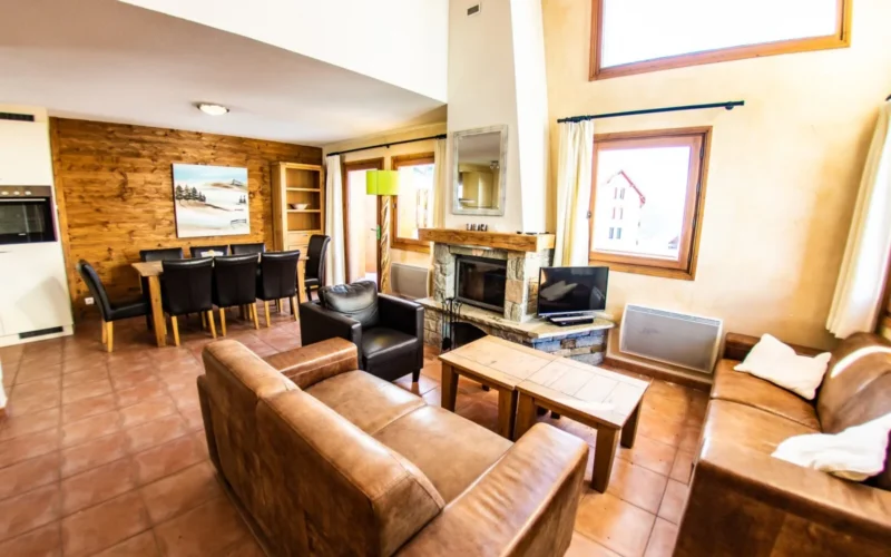 Woonkamer in een chalet bij Parc Madeleine